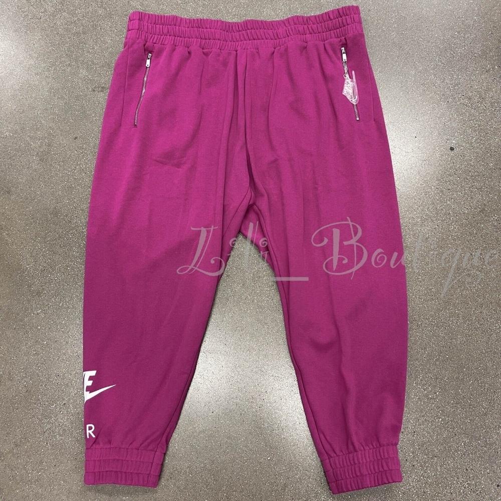 New Nike DM1773-564 Women Sportswear 7/8 Fleece Training Pant Berry Plus Size